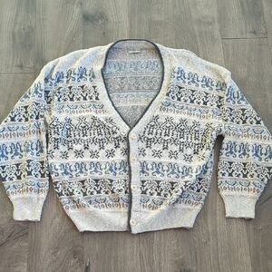 Patterned Gray and Blue Women's Sweater